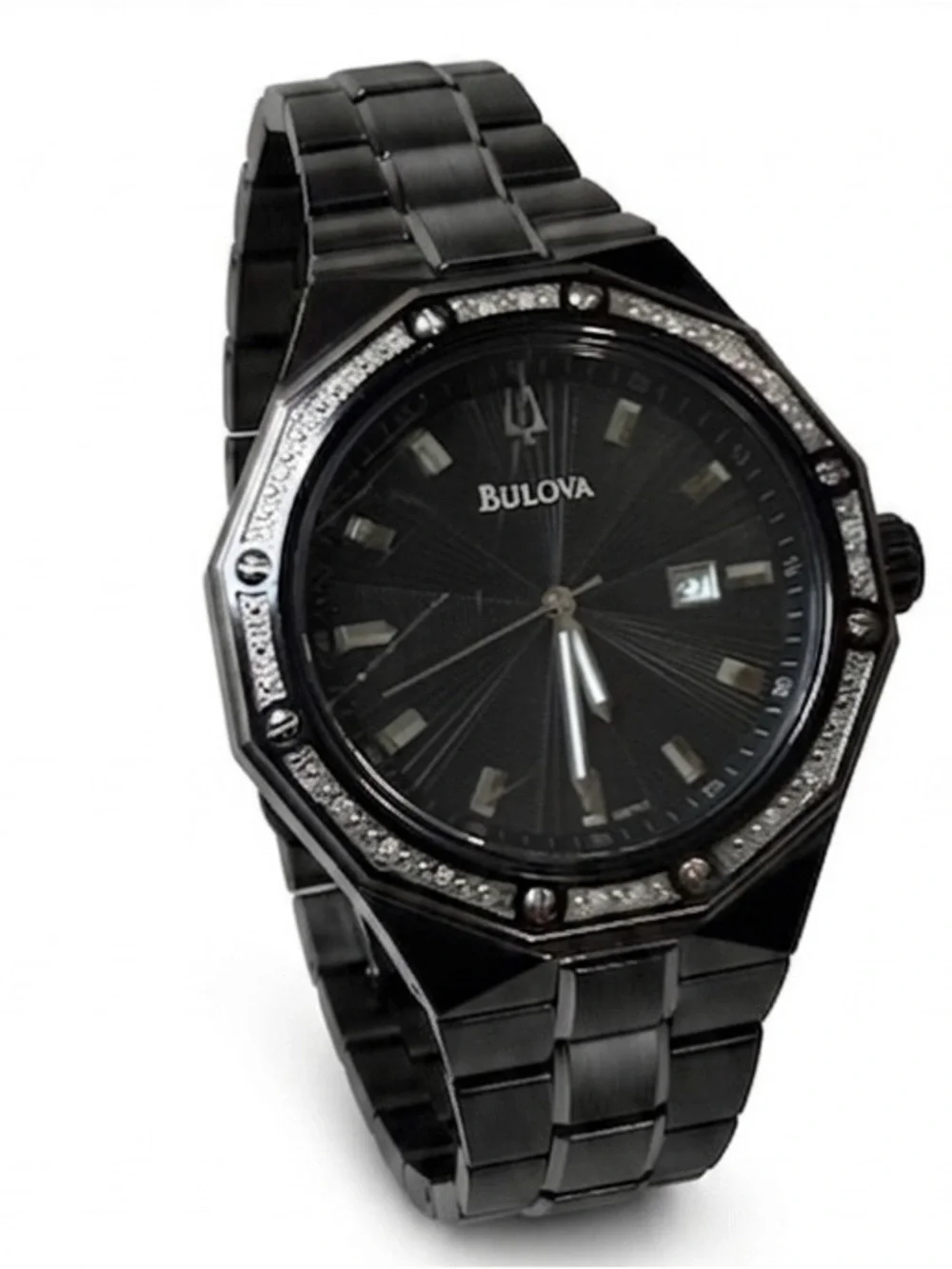 Bulova Men's Black Ion Diamond Watch, model 98E110